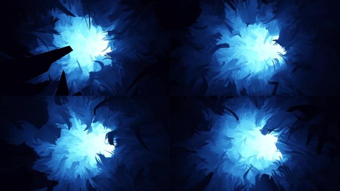 抽象的蓝色隧道形状。完美地循环着动画形状。