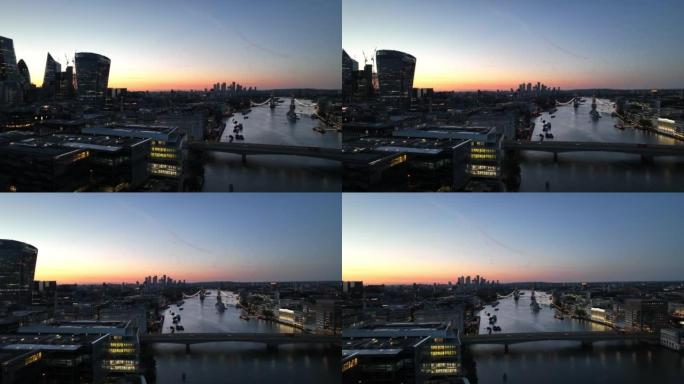 黎明时的泰晤士河景色