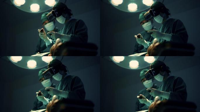使用VR技术进行外科手术的医疗团队。