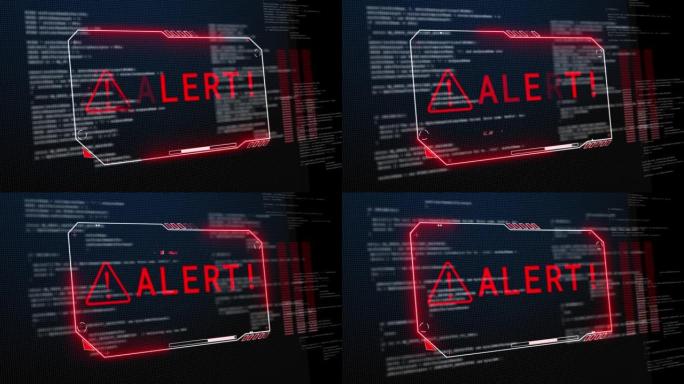 警报系统安全警告恶意软件在屏幕动画上找到文本。