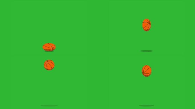 扁平设计风格的弹跳篮球。无缝循环运动球运动图形动画。