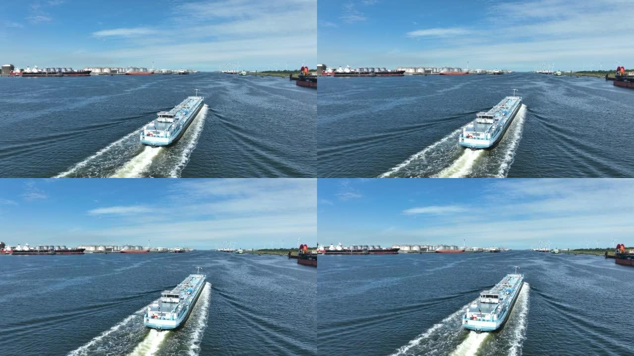 液体货轮通过鹿特丹港运输货物