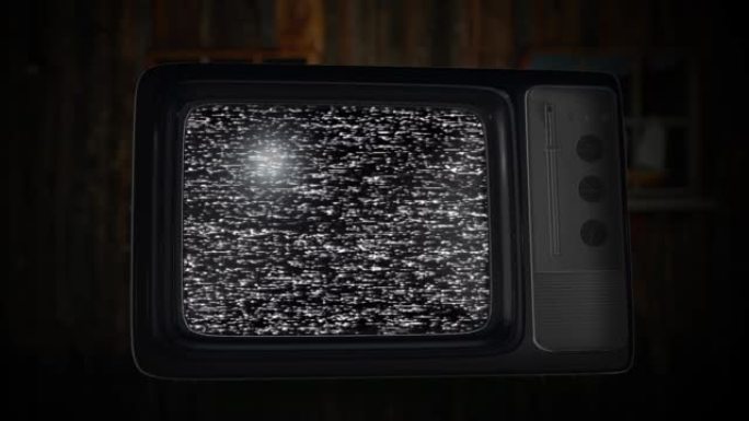 4K 3D开关打开，关闭老式电视。模拟静态噪声纹理。绿屏。