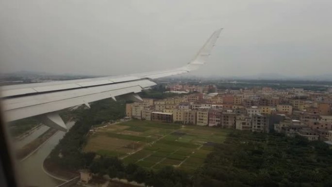 飞机着陆，中国广州。