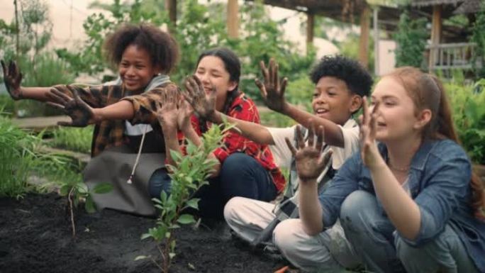 多种族青少年开展活动以灌输对环境的关怀。