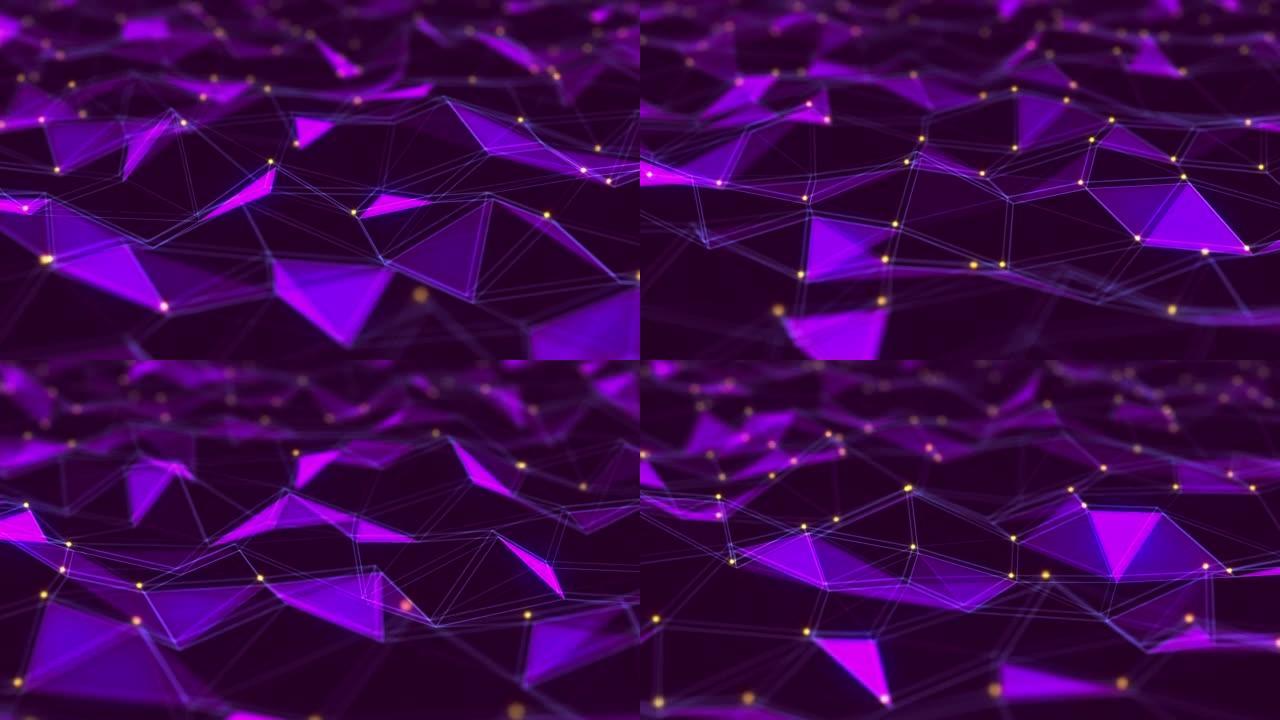 几何波背景紫色点线面背景场景背景科技网格