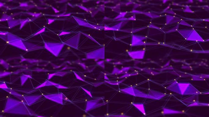 几何波背景紫色点线面背景场景背景科技网格