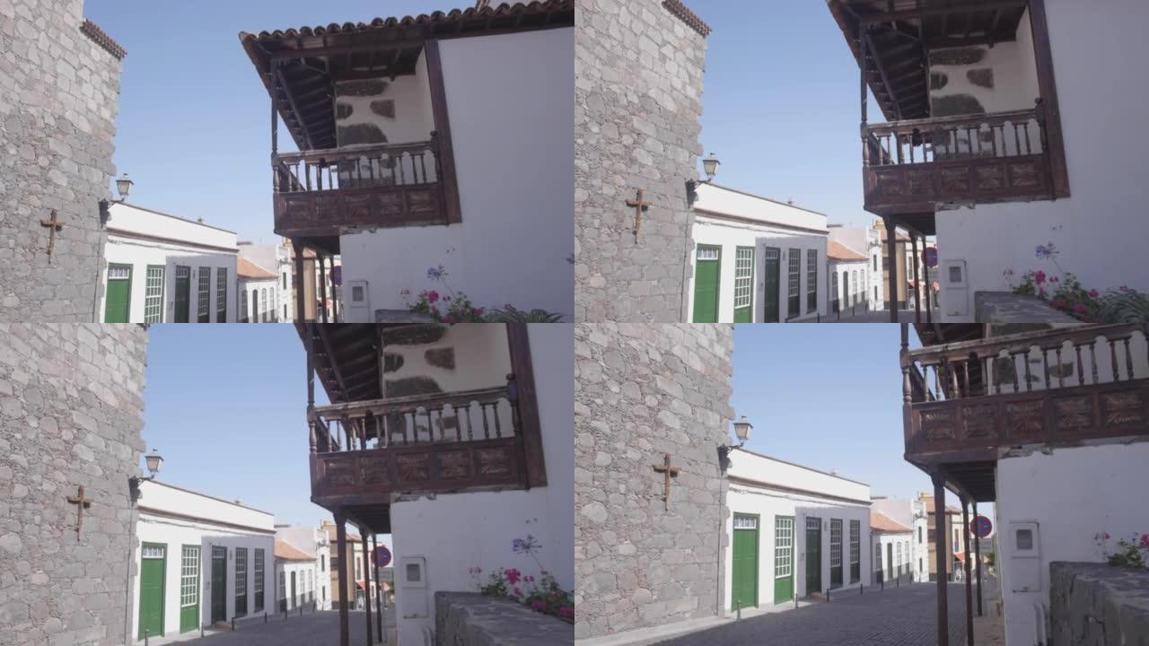 西班牙岛屿小镇的一条空荡荡的街道