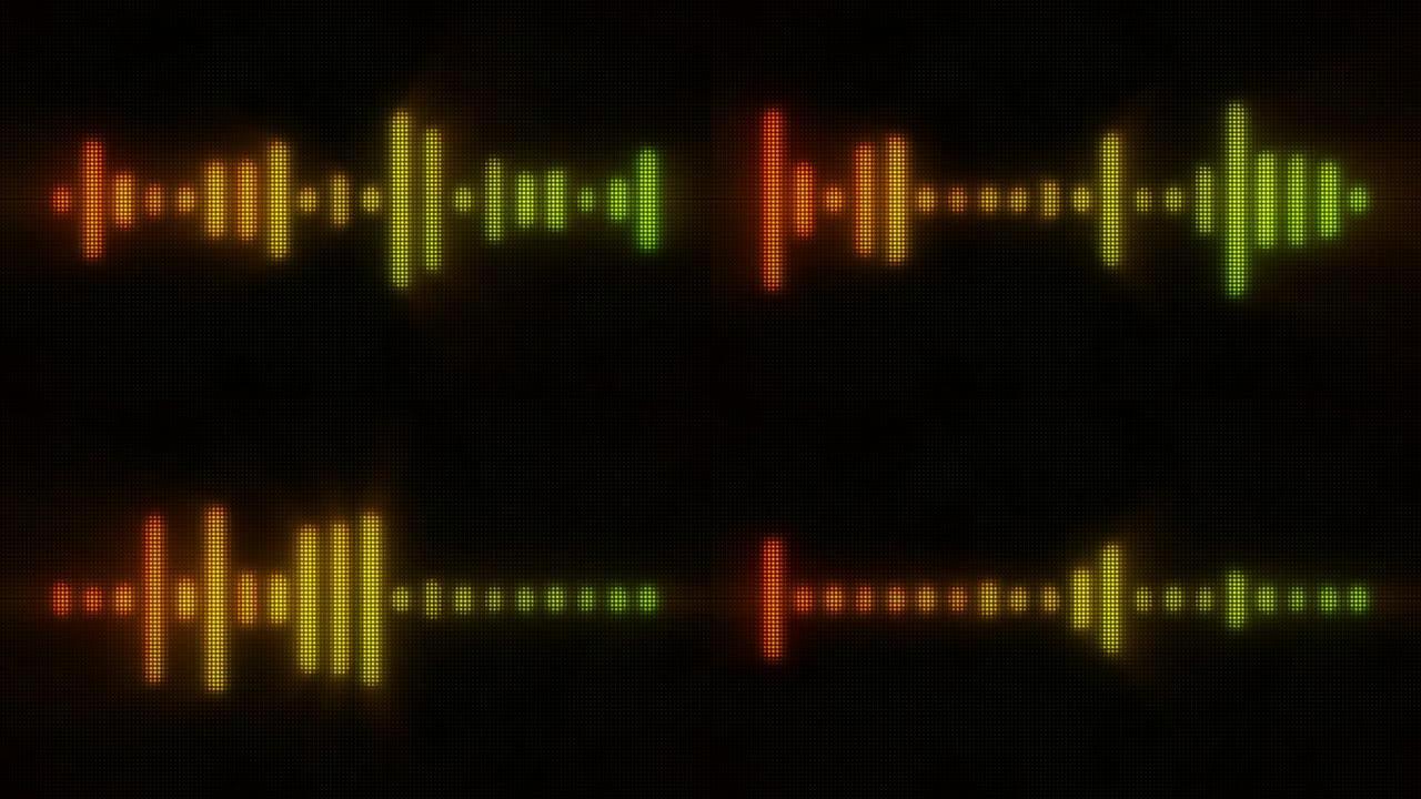 黑色背景上的动画橙色光声波效果隔离。