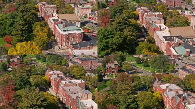 纽约州奥尔巴尼州街和大学校园的鸟瞰图