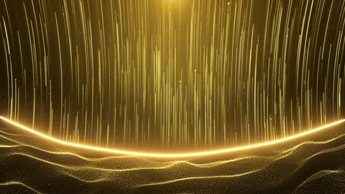 金色粒子光升，金色豪华粒子条纹背景。