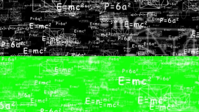 数学公式、计算、图形的4k循环动画。