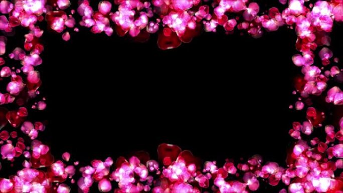 抽象的情人节粉红玫瑰花瓣环背景。