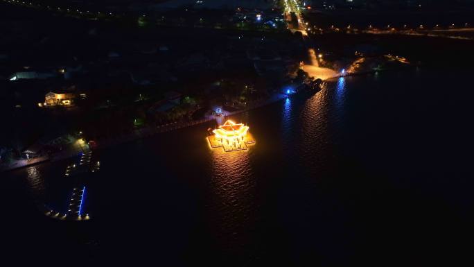 西昌邛海城市夜景航拍4K