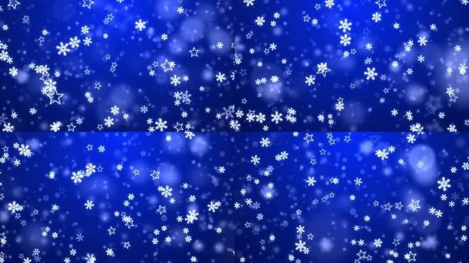 蓝雪与飘落雪花冬季循环背景4k动画。