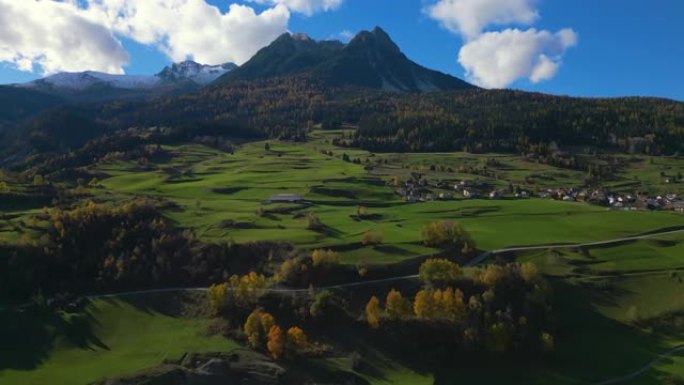 瑞士乡村场景的鸟瞰图