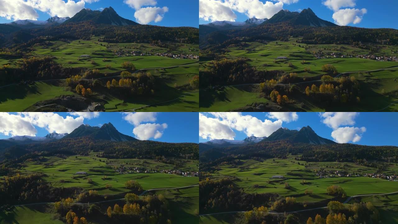 瑞士乡村场景的鸟瞰图