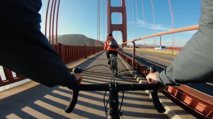 POV自行车骑行: 旧金山有公路赛车的人