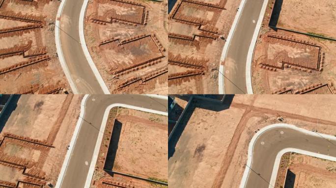 凤凰城郊区建筑工地的自上而下的无人机拍摄