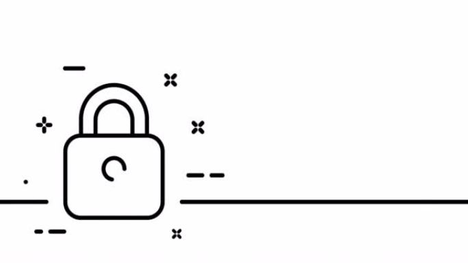 锁。防御者，保护者，密码，安全，黑客，防病毒，黑客，双重身份验证。防御概念。一个线条画动画。运动设计