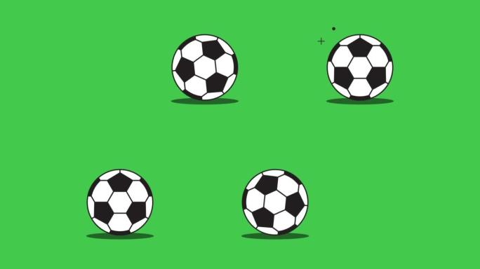 简单的动画与滚动欧洲足球 (足球) 球在平面设计风格。无缝循环运动球运动图形