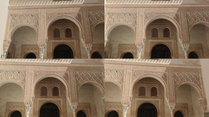 西班牙格拉纳达阿尔罕布拉宫纳斯里德宫殿中的阿拉伯建筑和艺术