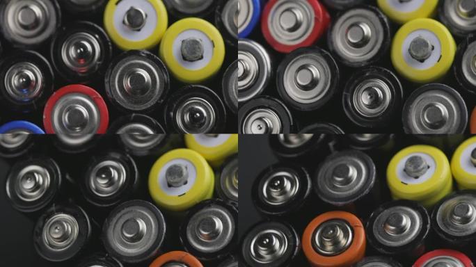 很多旧电池。不同类型的电池和电池。用于回收的废旧电池