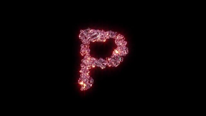 紫色发光魅力宝石字体-黑色字母P，孤立循环视频
