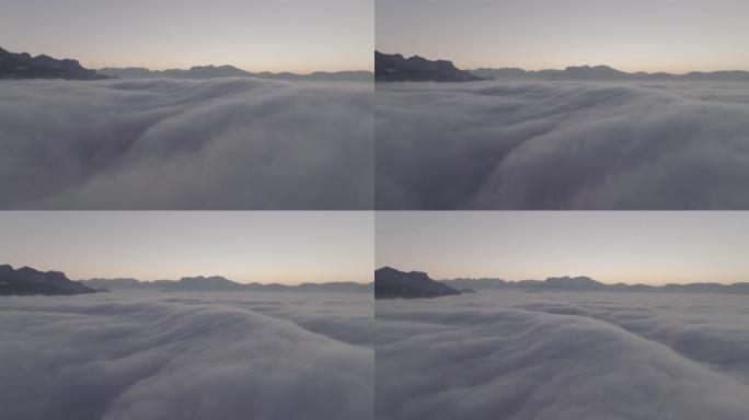 日出前空中无人机拍摄的云海