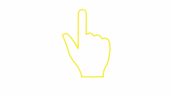 带食指的手的动画黄色符号。食指点。循环视频。矢量平面插图孤立在白色背景上。