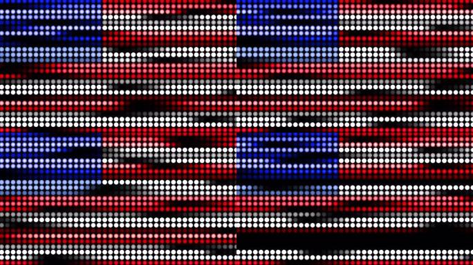 美国国旗在计算机图形上舞动颜色为圆点。
