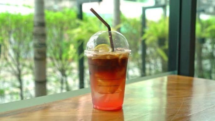 咖啡店咖啡厅用柠檬桃子苏打杯浓缩咖啡
