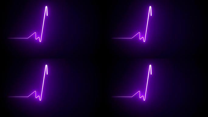 4k无缝循环动画心跳线。脉冲跟踪。心电图和有氧运动符号。