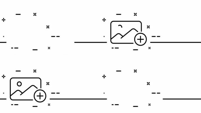 画廊。添加新的照片，图像，过滤器，效果，风景，图片，风景，肖像，相机射击概念。一个线条画动画。运动设