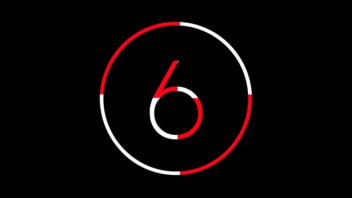 红色和白色圆圈倒计时10秒，10秒。计时器4k动画