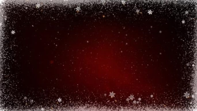 雪框圣诞深红色背景4k循环