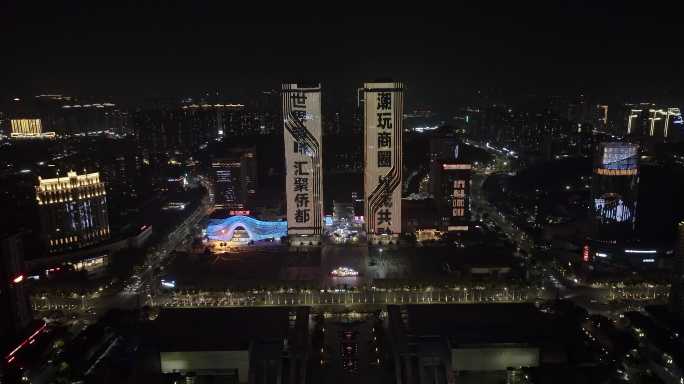 江门市万达广场夜景航拍-狂飙取景地07