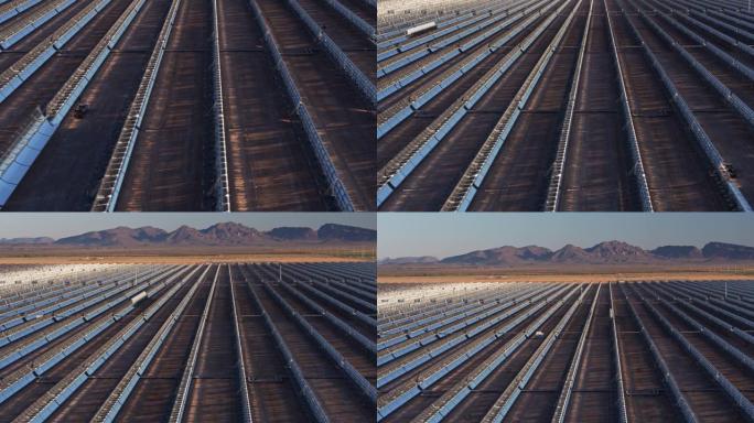 亚利桑那州抛物线槽太阳能发电厂隐约可见的山脉-空中