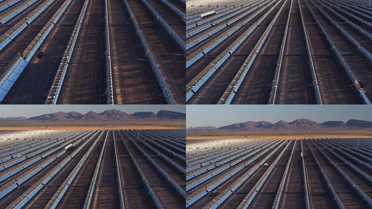 亚利桑那州抛物线槽太阳能发电厂隐约可见的山脉-空中