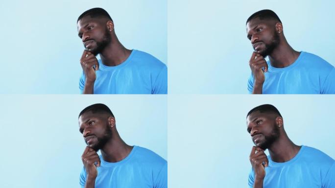 同情关怀沉思的非洲男人悲伤的倾听