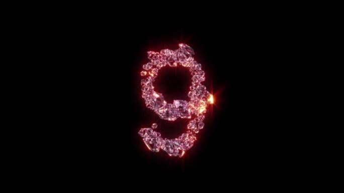 粉色照明时尚辉煌字母-黑色数字9，孤立循环视频