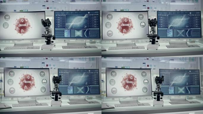 新型冠状病毒肺炎-未来实验室室内。冠状病毒研究