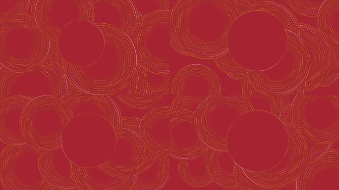 红色和金色圆圈抽象几何运动背景