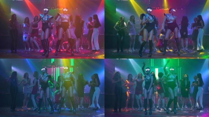 亚洲女舞者在夜总会跳舞