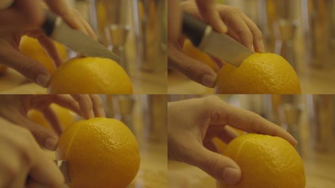 橘子被切成薄片的细节照片