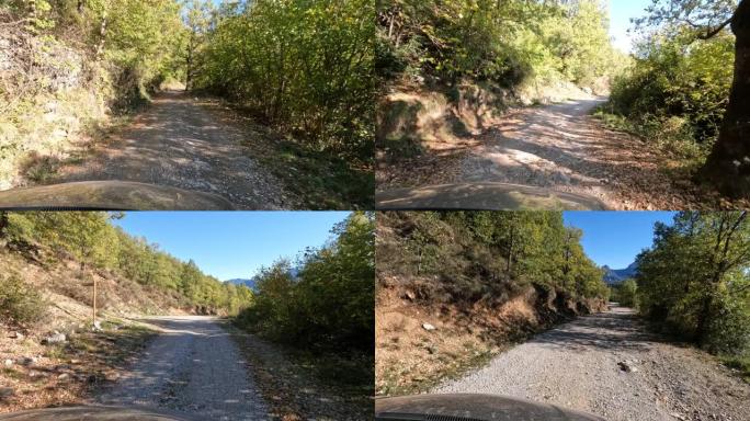 离开山顶上的休闲土路。自然、风景和风景如画的山林环境。户外乐趣、探索和娱乐。观点。