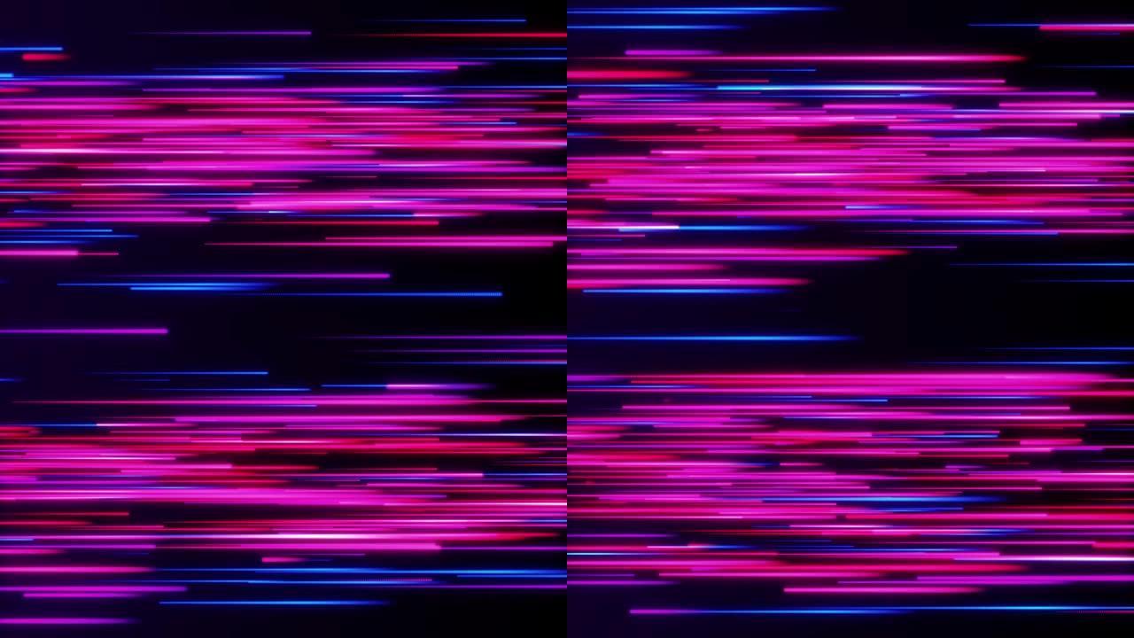 4k抽象循环动画彩色波浪形光滑墙壁发光线条