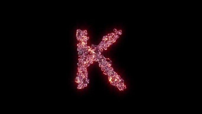 紫色照明时尚宝石字体-黑色字母K，孤立循环视频