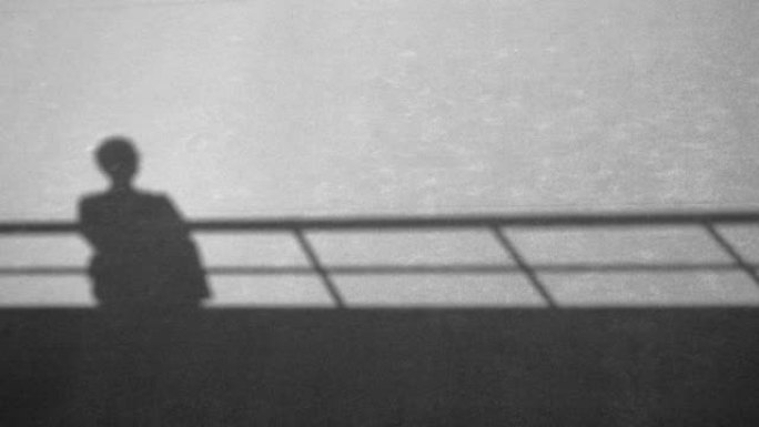 站在桥上的人的影子。