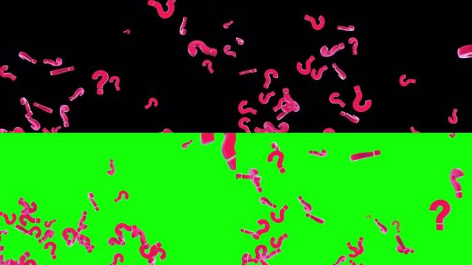 3D 4k问号落在慢动作红色4k无缝循环运动背景动画